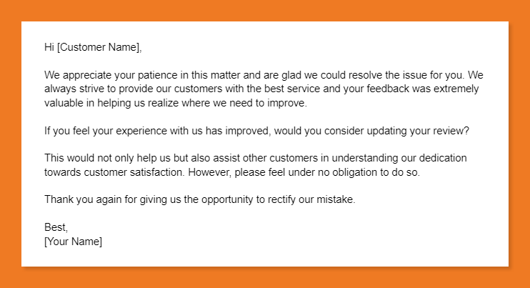 ask review for update