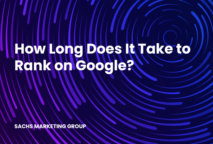 swirl with text "How Long Does It Take to Rank on Google?"
