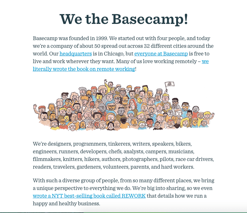 basecamp about us page
