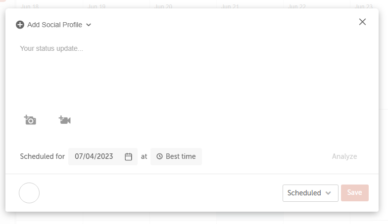 scheduling social post in social media content calendar