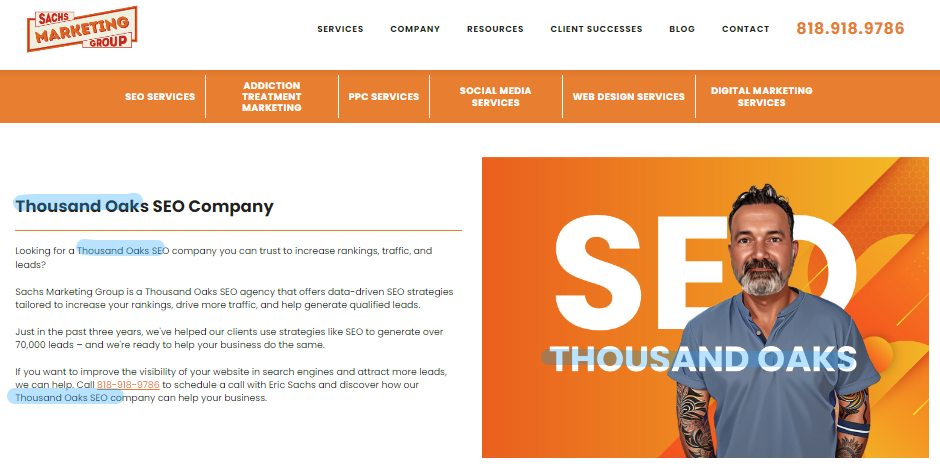 SMG location page for local seo rankings